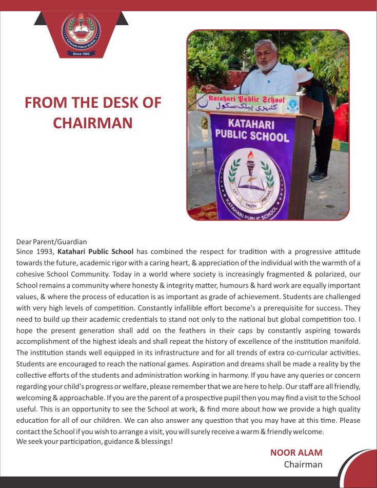 From the Desk of Chairman